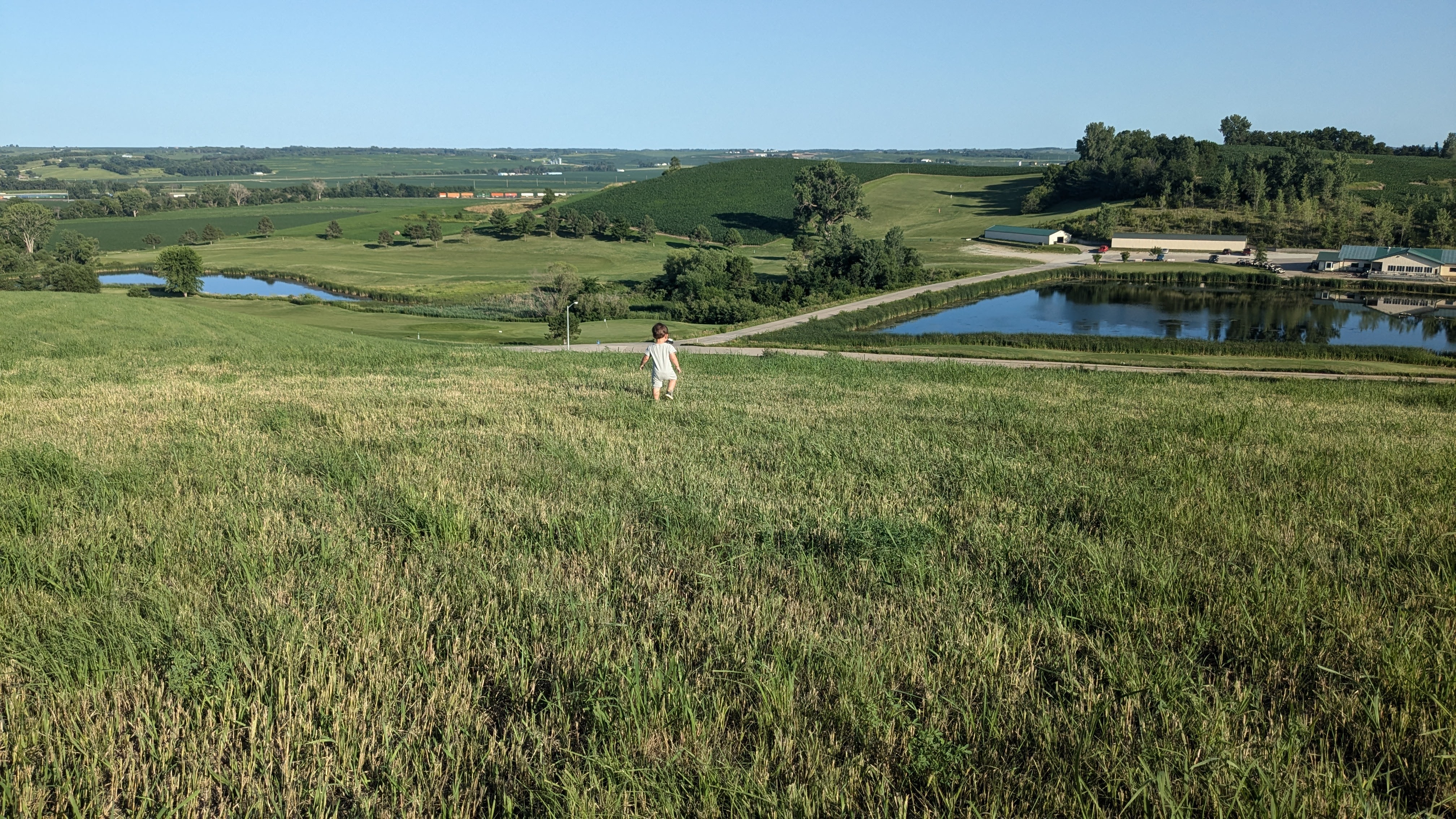 View of rolling Iowa hills and farmland near Woodbine